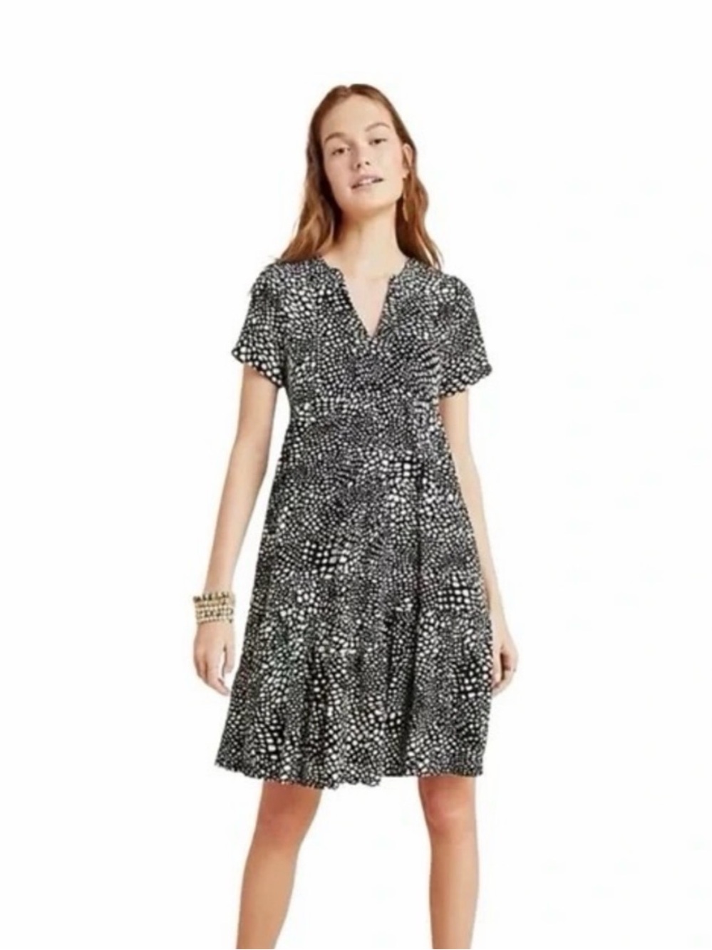 Maeve Sasha Black & White Speckled Midi Dress in small NWOT